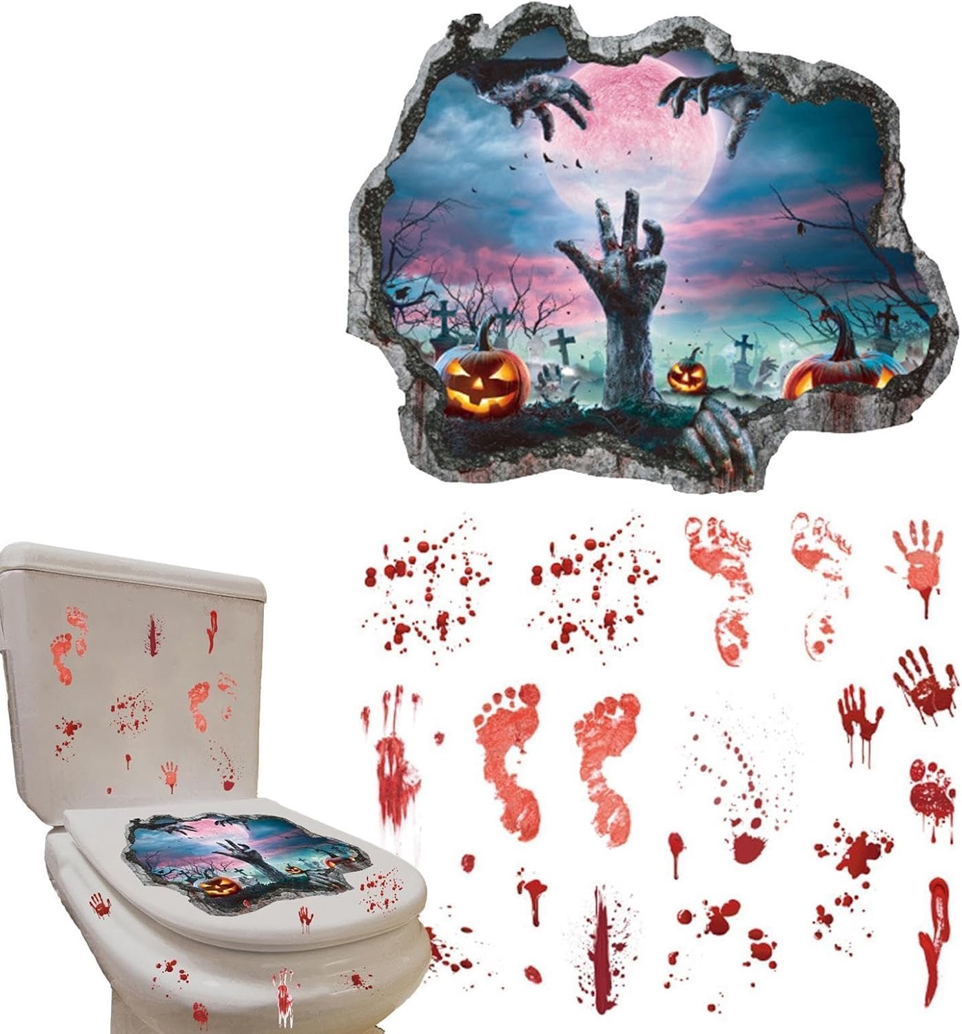 Toiletbril Deksel Stickers Bloedige Horror Halloween Muur Klampt Decoratie