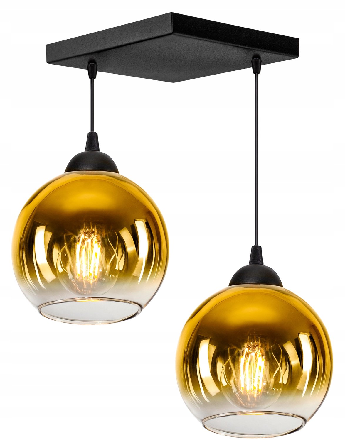 Glazen Hanglamp Zwart/Goud - Moderne Stijl - E27