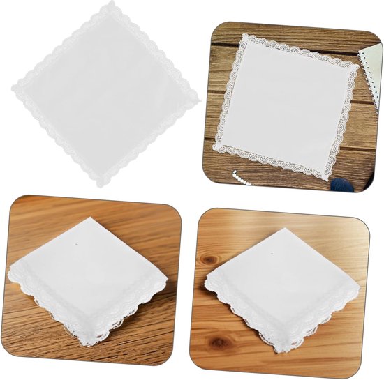 12stuks Elegante Katoenen Zakdoeken Voor Vrouwen Met Kanten Rand Zachte Absorberende Handdoeken Voor Bruiloften Theepartijen Vintage Vierkante Zakdoeken — afbeelding 5