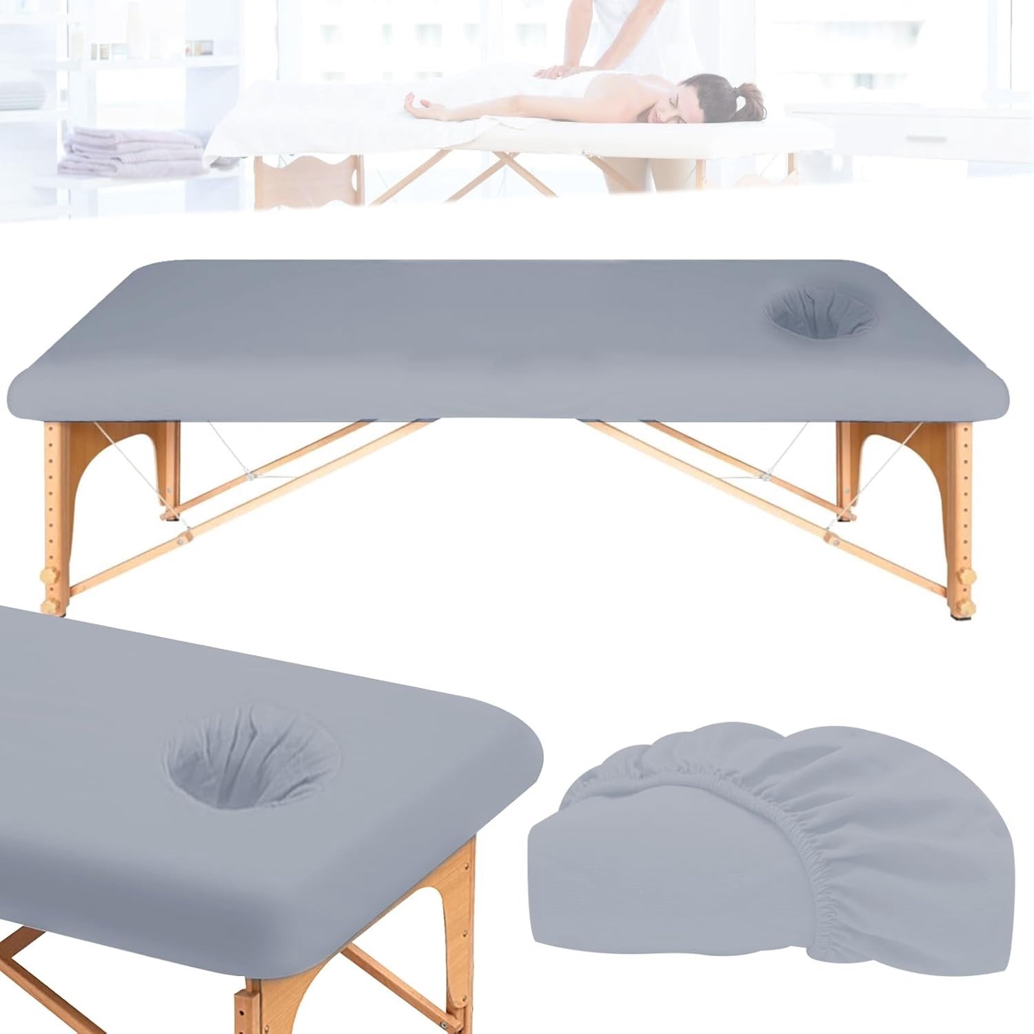 Verstelbare Tension Cover voor Massagetafels, 190 x 80 cm, Wasbare Hoes, Antivuil en Elastisch voor Schoonheidssalons en Behandellounges