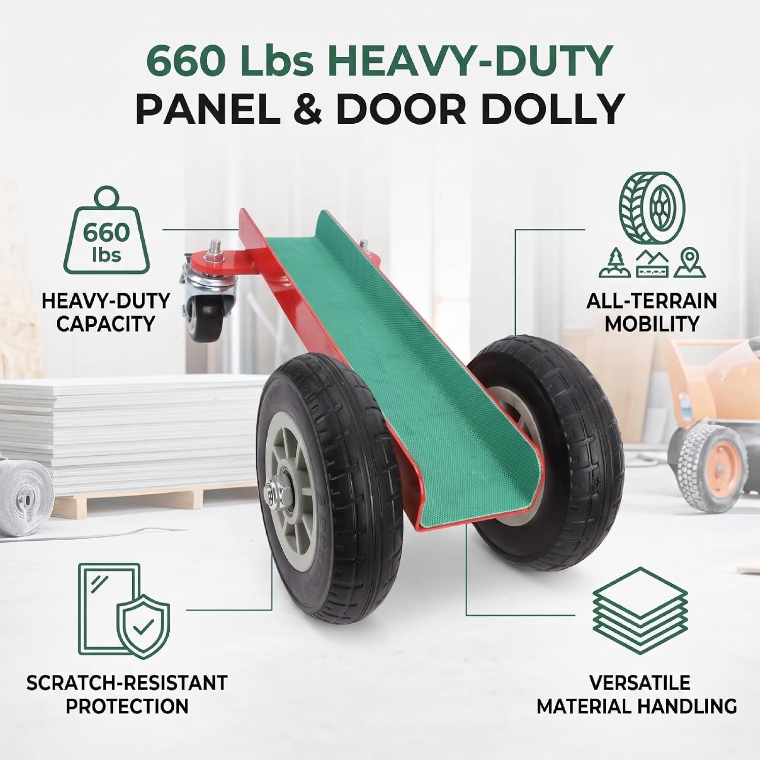 Hyuduo Paneel Dolly 660 Lbs Capaciteit 8 Inch Rubberen Wielen