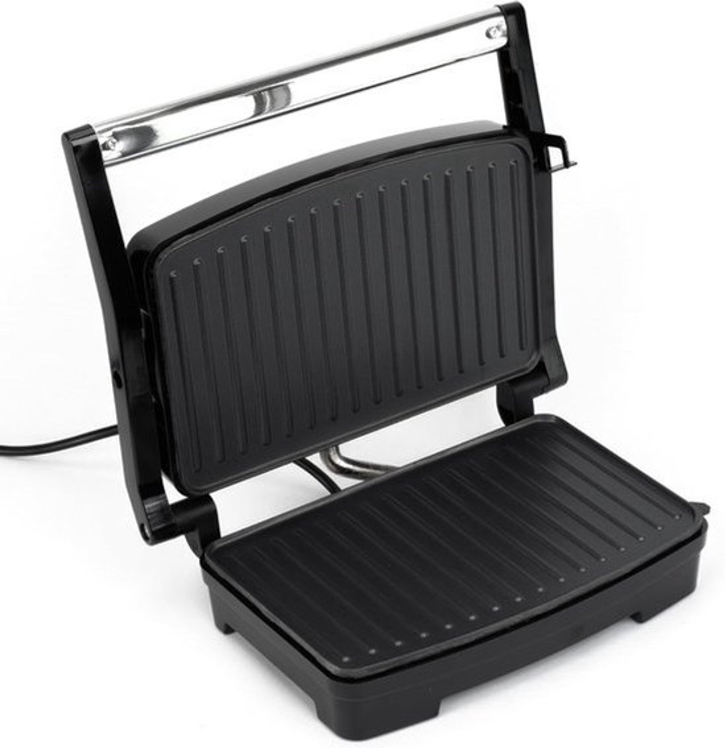Paninimaker 1000w - Antiaanbaklaag - Cool-Touch Handgreep - Roestvrij