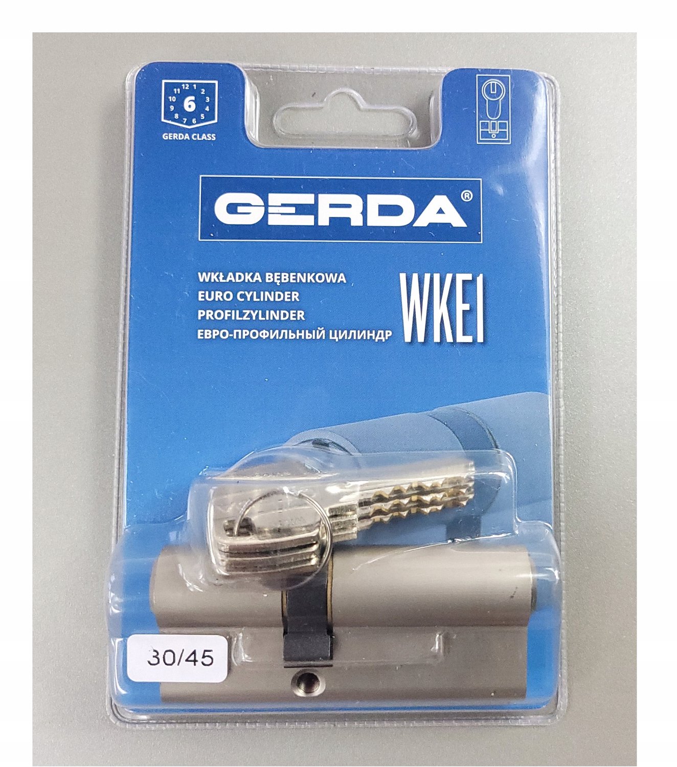Gerda WKE1 Cilinder 30/45 Nikkel Satin - Hoge Duurzaamheid