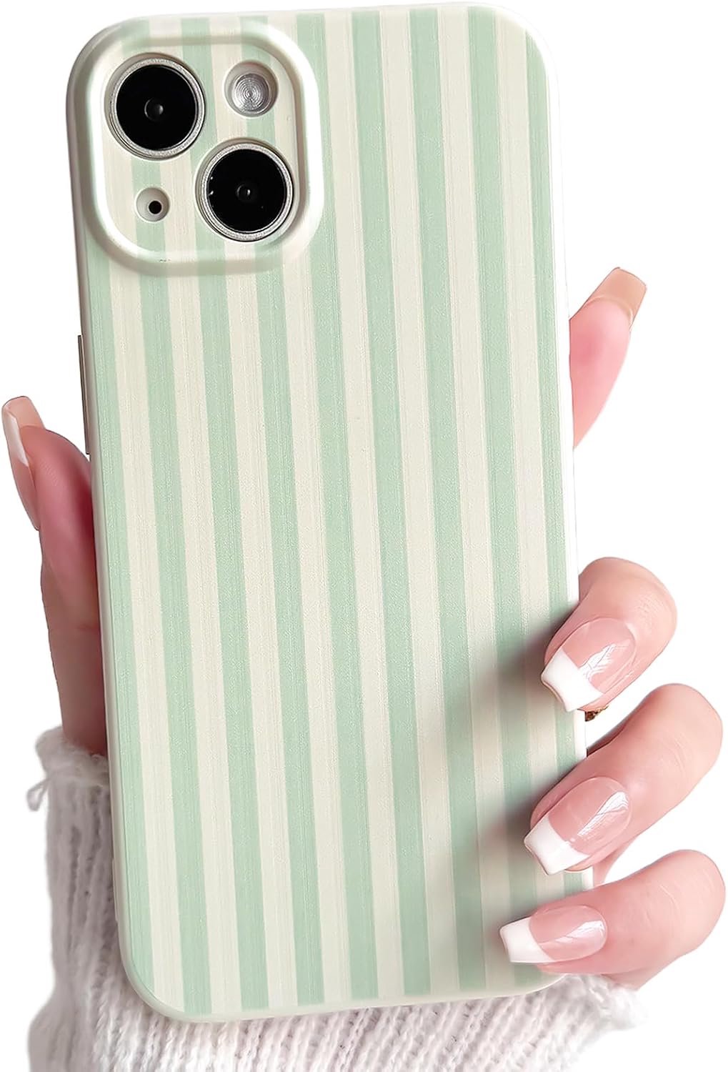 Lovmooful Compatibel voor iPhone 15 Hoesje Schattig Gekleurde Gestreept Strepen met Esthetisch Ontwerp voor Meisjes Vrouwen Zacht TPU Schokbestendig Meer Beschermend Girly-Groen