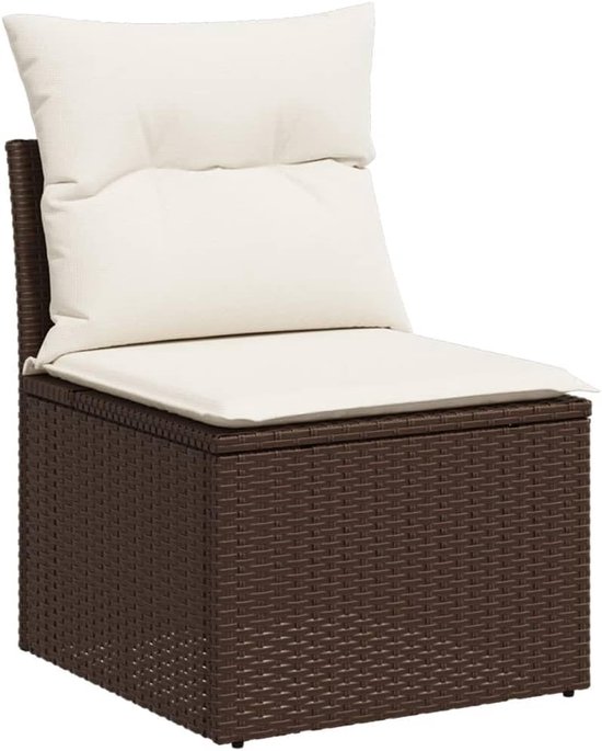 Poly rattan weerbestendig loungeset bruin crème 5 delig — afbeelding 4