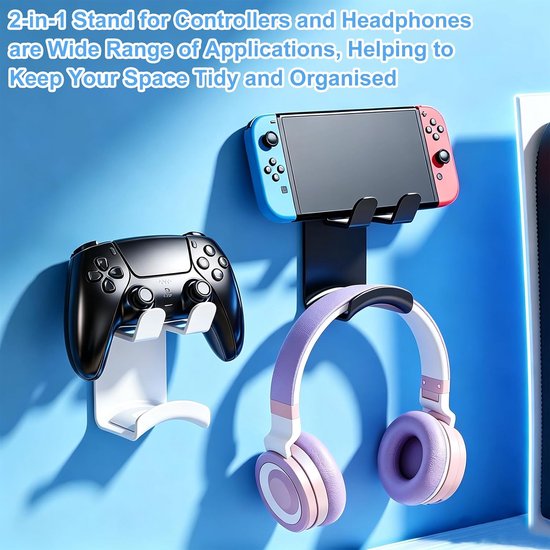 4 stuks hoofdtelefoonhouder voor gamecontroller, 2-in-1 — afbeelding 3