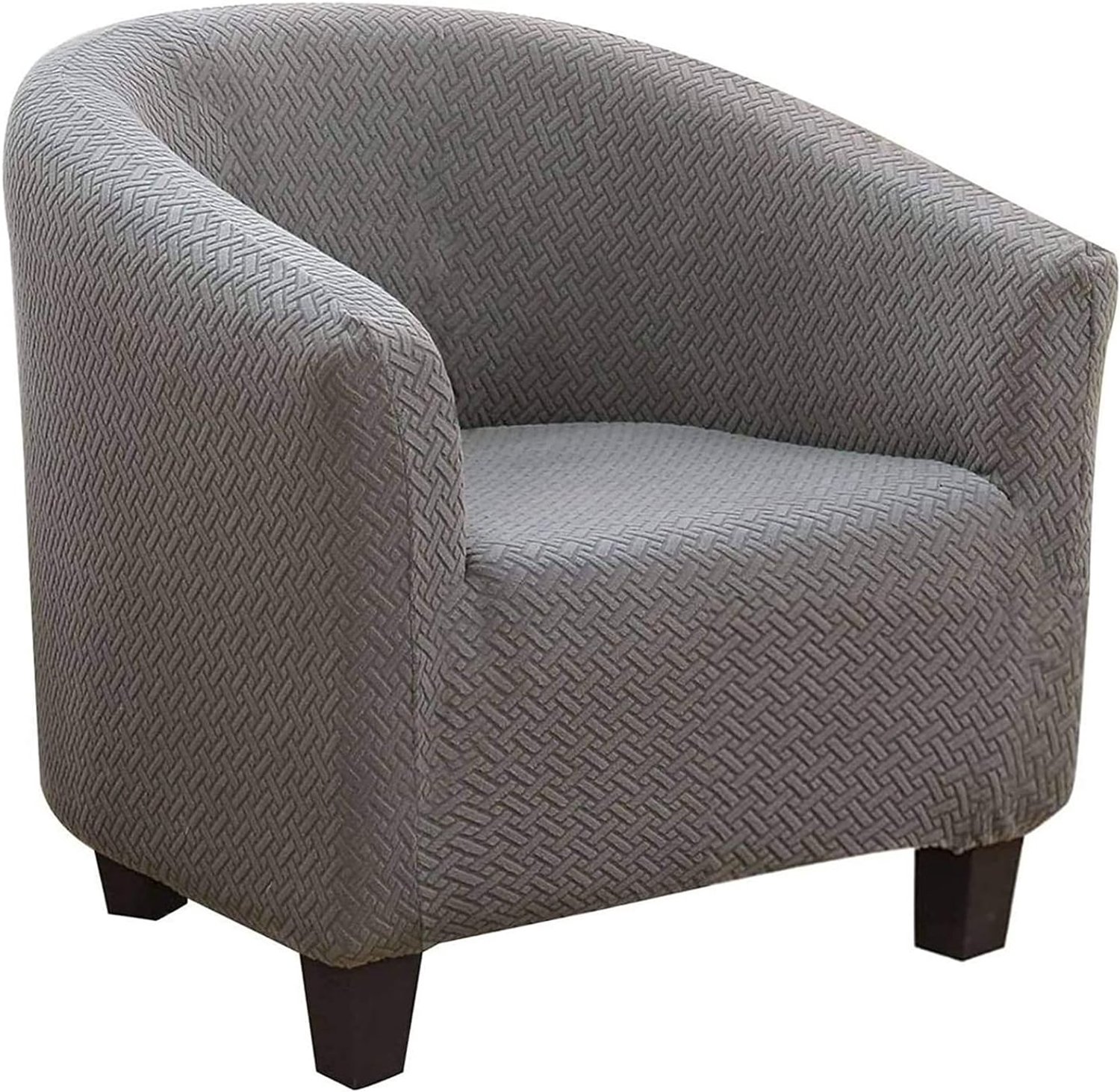 Club Stoel Slipcover, Jacquard Van Keperstof Stoelbeschermer voor Fauteuils Washable Bankhoes 1 Zits voor Eetkamer Woonkamer Kantoor Receptie-bruin