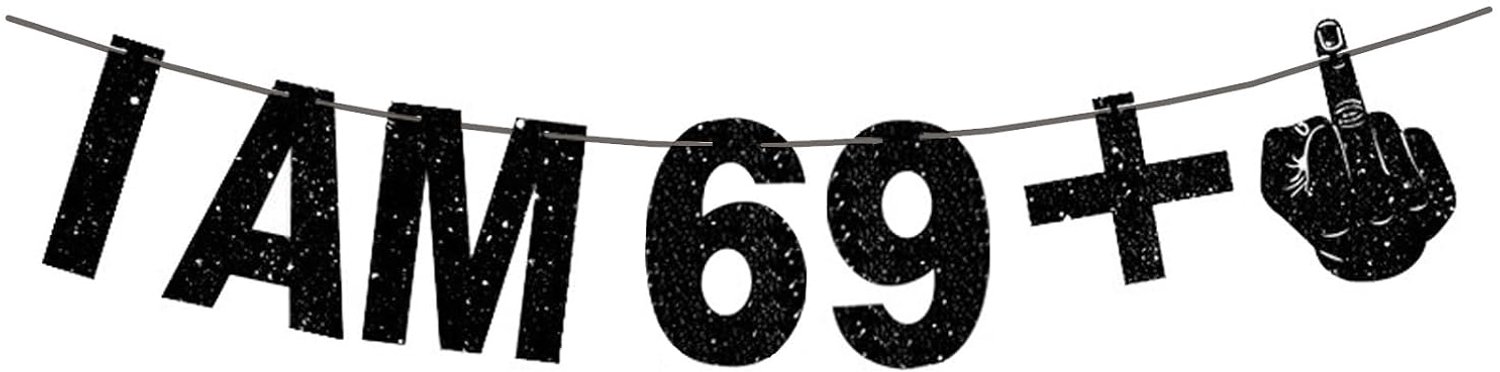 Goldenland 70e verjaardagsslinger, Happy 70th Birthday-banner, I AM 69+1, zwart karton, 3 meter, decoratie, verjaardagsbanner