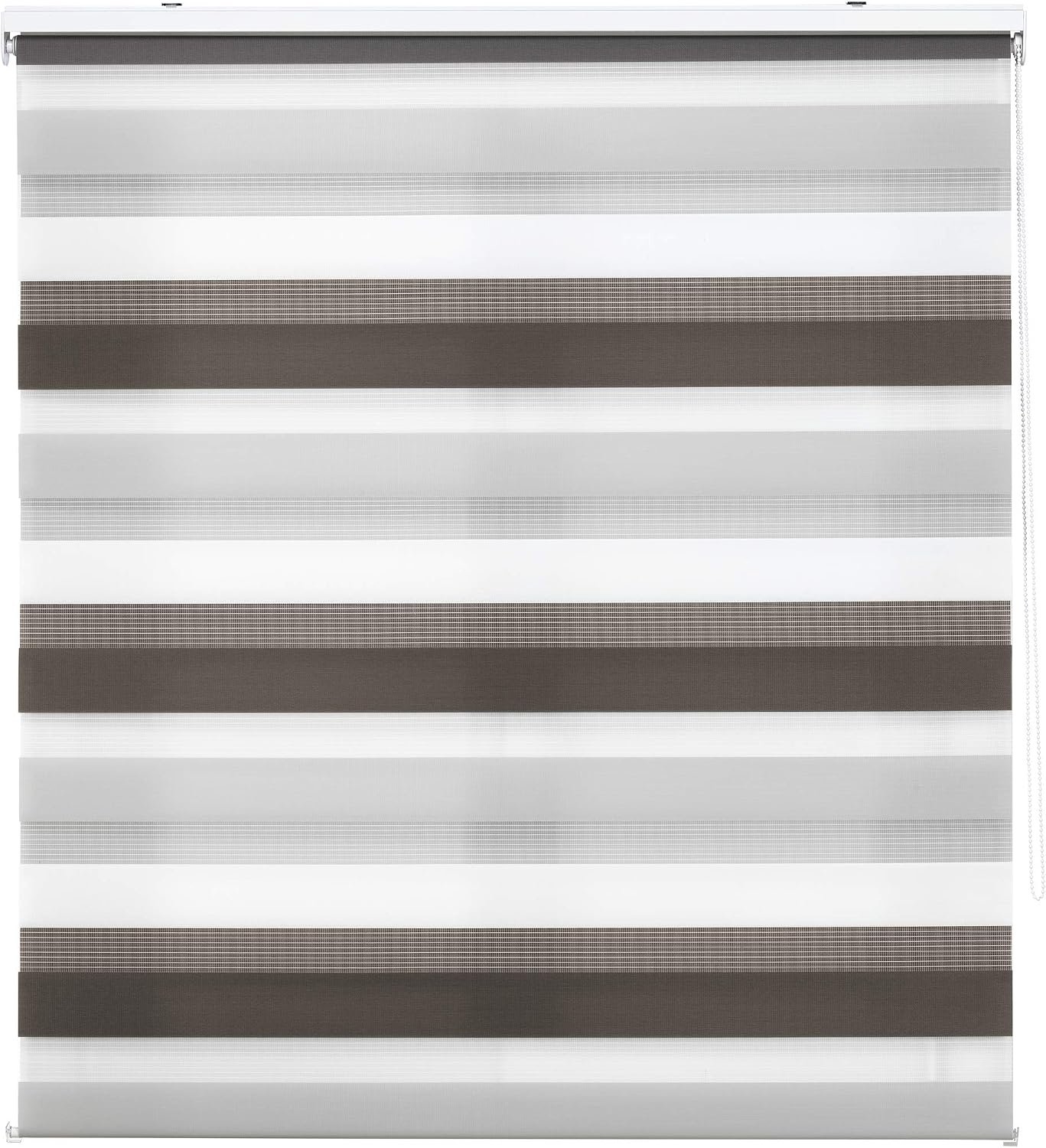 Rolgordijn voor nacht en dag, dubbellaags, afmetingen 80 x 180 cm (breedte x hoogte), stofmaat 77 x 175 cm, bruin-grijs