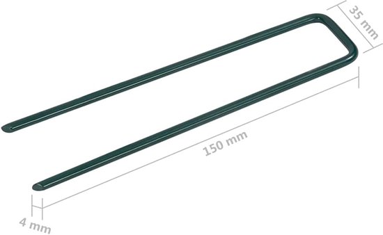50 stuks U-vormige haringen voor kunstgras, bevestigingsankers van ijzer voor gazontapijt, tuin, kassen, 150 x 35 x 4 mm — afbeelding 3