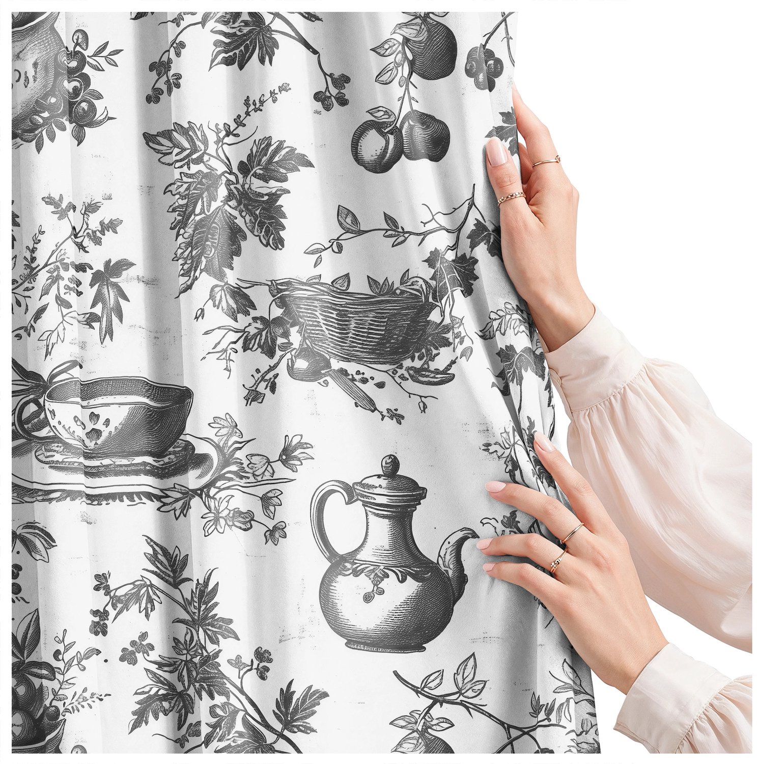 Kant en klaar gordijn 140x250 cm met bloemenprint, semi-verduisterend