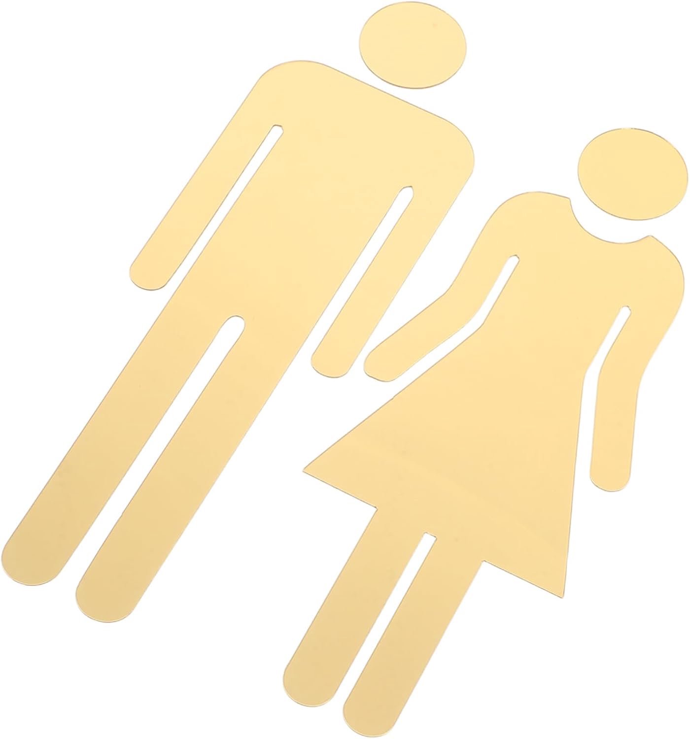 1 Paar Gouden Acryl Geslachtstekens voor Badkamers Unisex Wanddecoratie voor Toiletten Geschikt voor Thuis Hotels Eenvoudige Identificatie van Vrouwen Restrooms