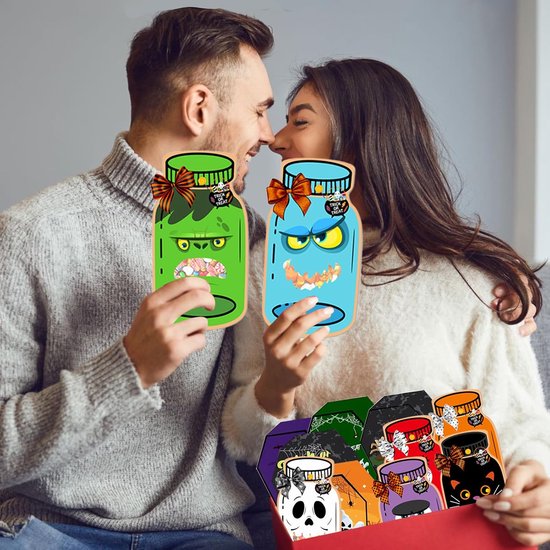 30 stuks Halloween zoete traktatiezakken, pompoen spin vleermuis doodskist doos truc of traktatie, snoep snacks koekjes verpakking voor Halloween feest, feestbenodigdheden — afbeelding 4