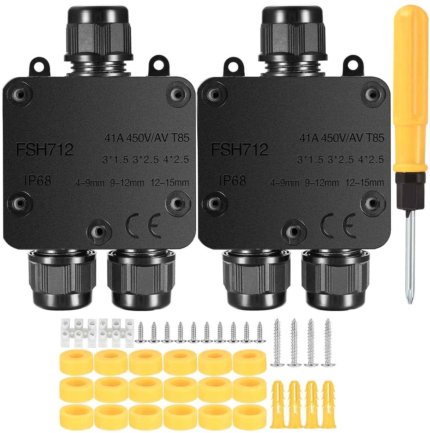 IP68 lasdoos 2 stuks, 3-weg, voor tuinkabel