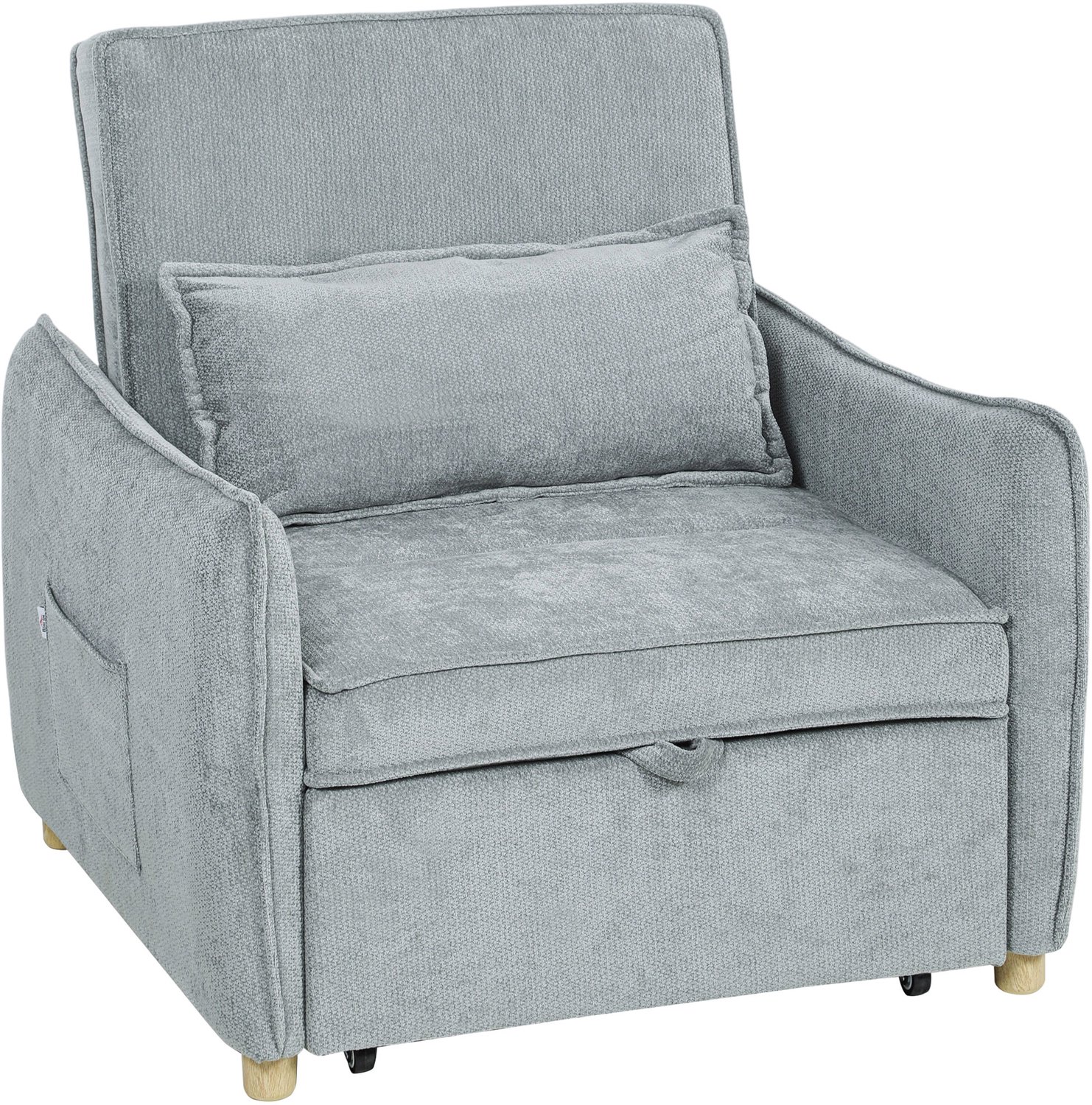TEKROA® 3-in-1 ombouwbare stoel-slaapbank - met verstelbare rugleuning en kussen - bekleding van chenille -88x84x87 cm -grijs