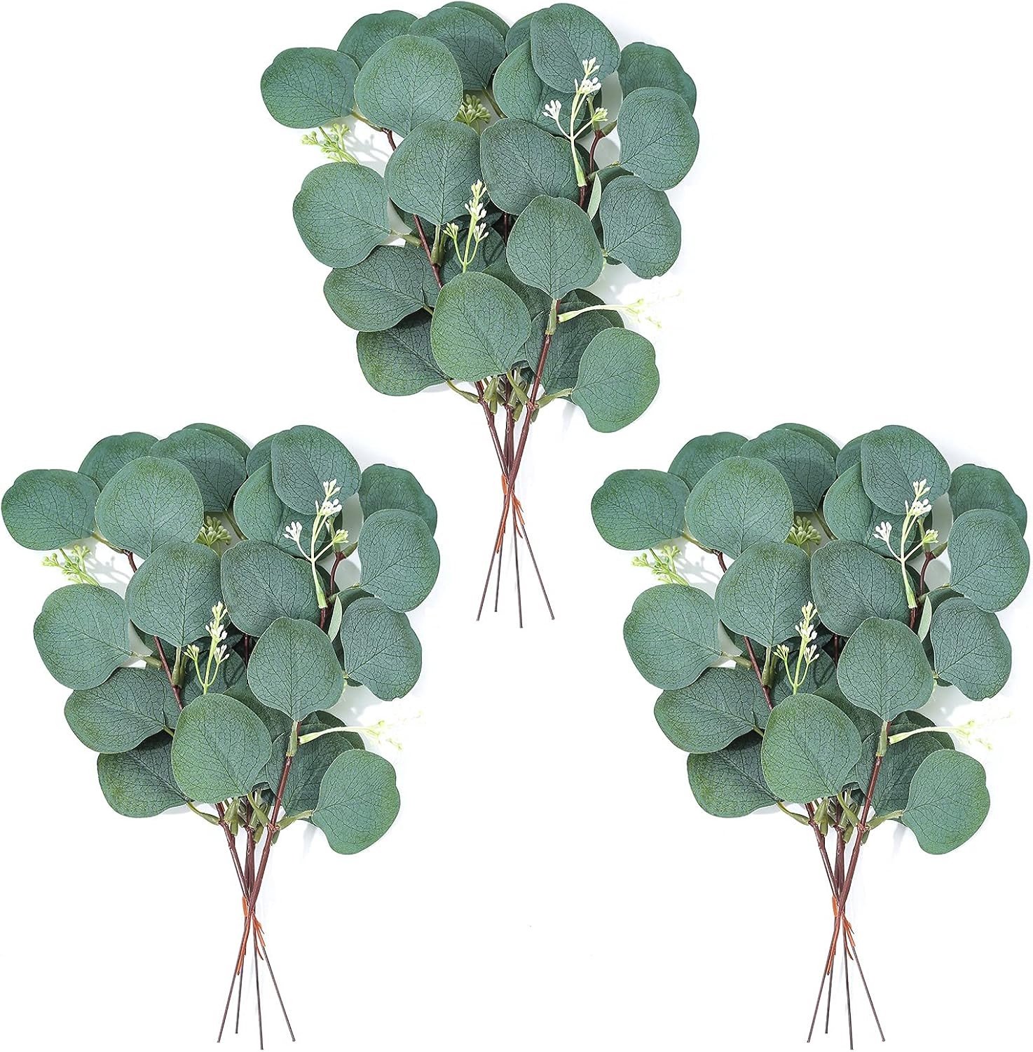 Eucalyptus takken en kunstplanten voor binnen en buiten, decoratieve plastic klimop voor vaas en slaapkamer - 12 bundels