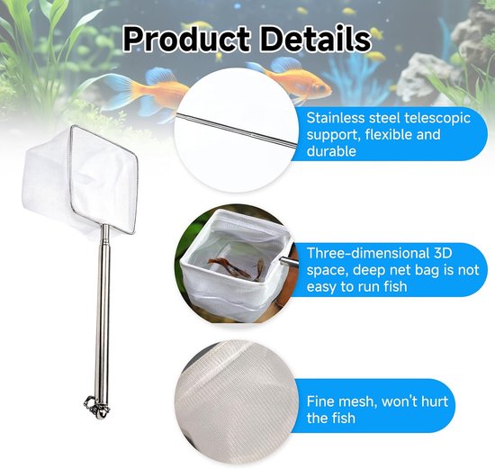 Mini-schepnet voor aquarium, 8 cm, klein aquarium (13-40 cm) — afbeelding 5