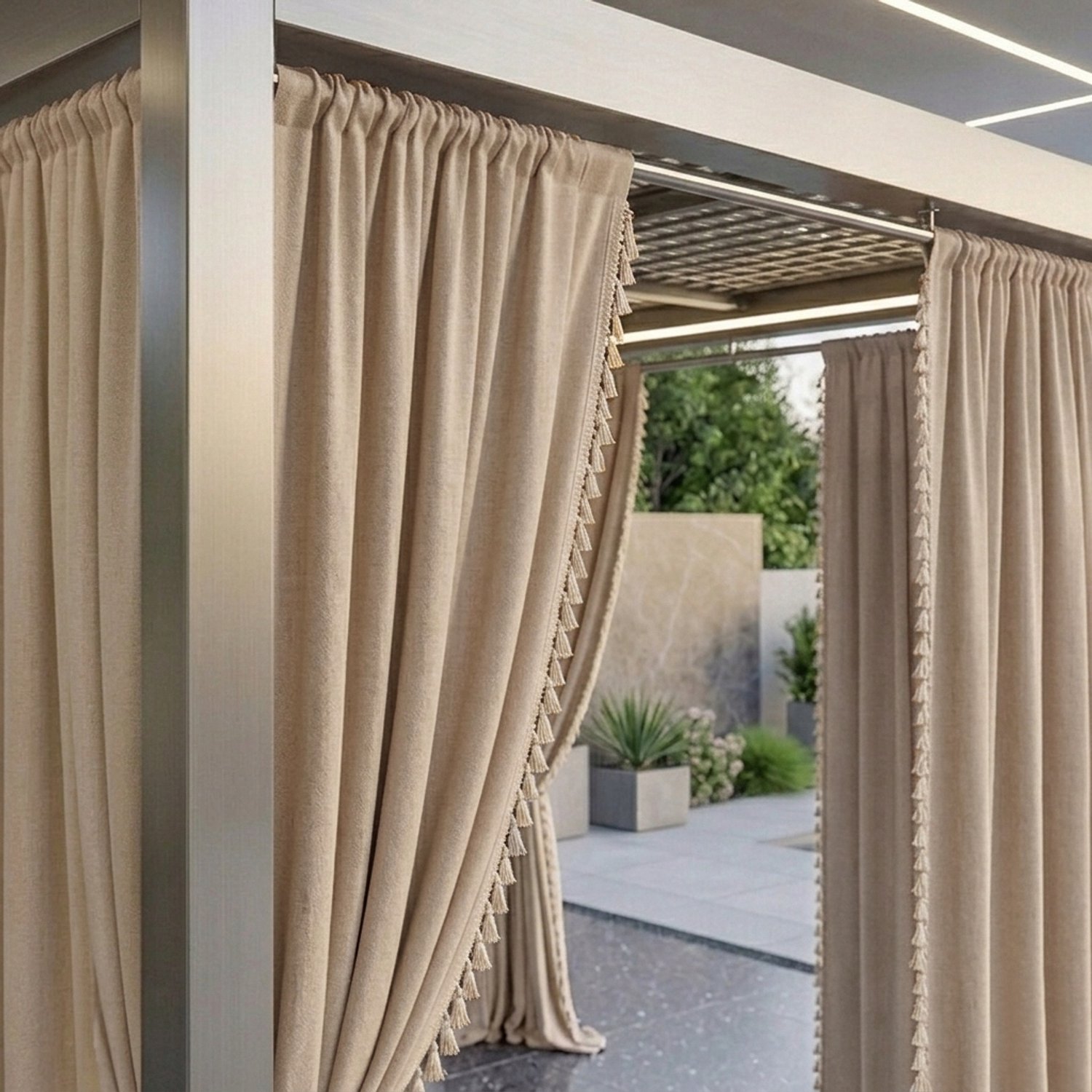 Waterdicht Tuindoek met Franjes Boho Beige 145x220cm