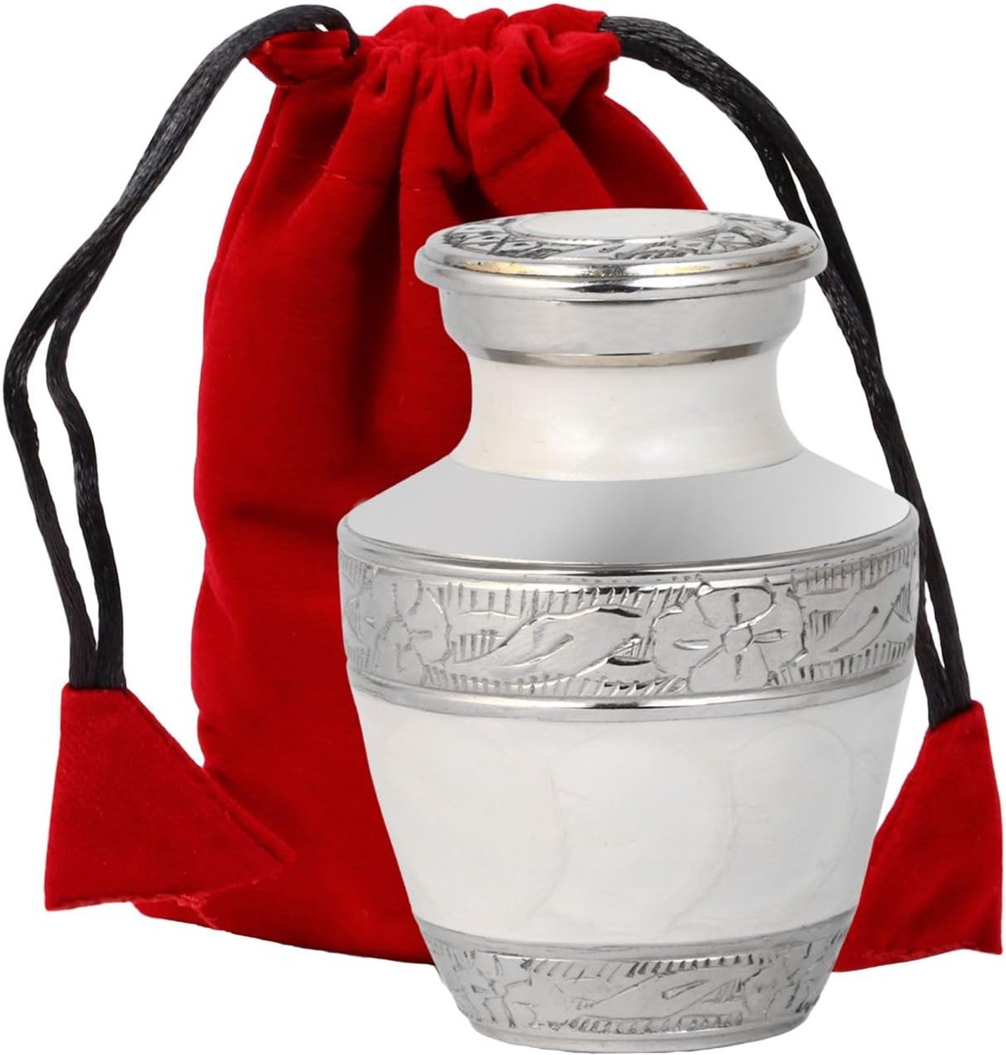 Parelwitte kleine bewaarurnen - Mini Crematie Memorial Urnen met geschenkdoos, fluwelen draagtas en trechter - begrafeniscrematie urnen klein voor menselijke as