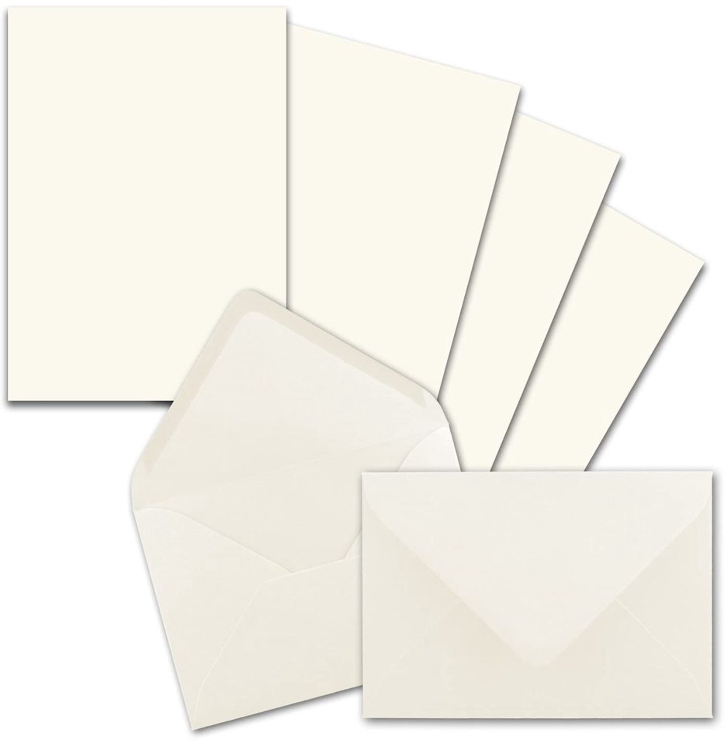 A5 Briefpapier Set met C6 Enveloppen - Natuurlijk Wit - 75 Stuks