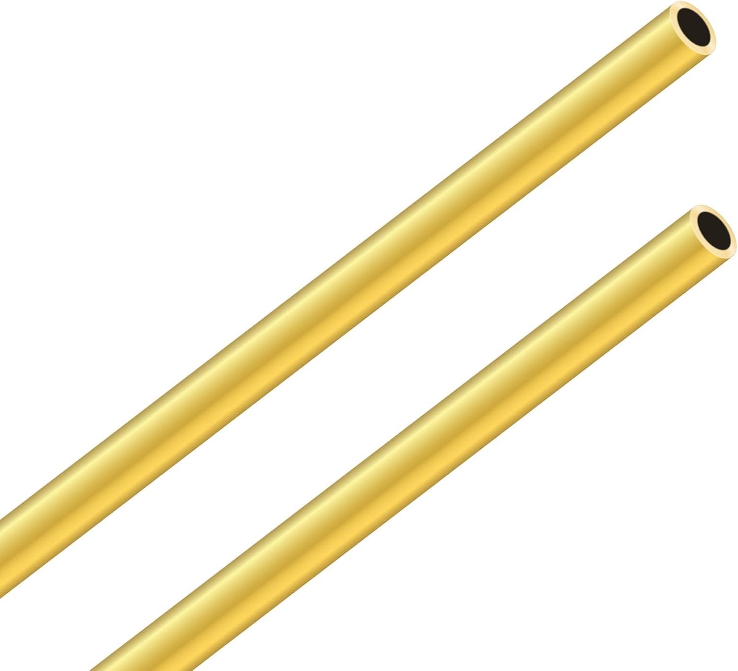 Messingbuis 7 mm OD - naadloze ronde messing buizen - 300 mm lengte - ideaal voor DIY-ambachten - 2 stuks - ServiceTopper