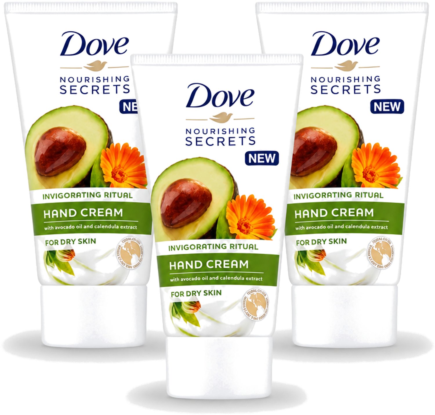 3 x Dove Nourishing Secrets - Handcrème - Avocado olie & Goudsbloem extract - Droge huid -75 ml - Voordeelverpakking - 3 stuks