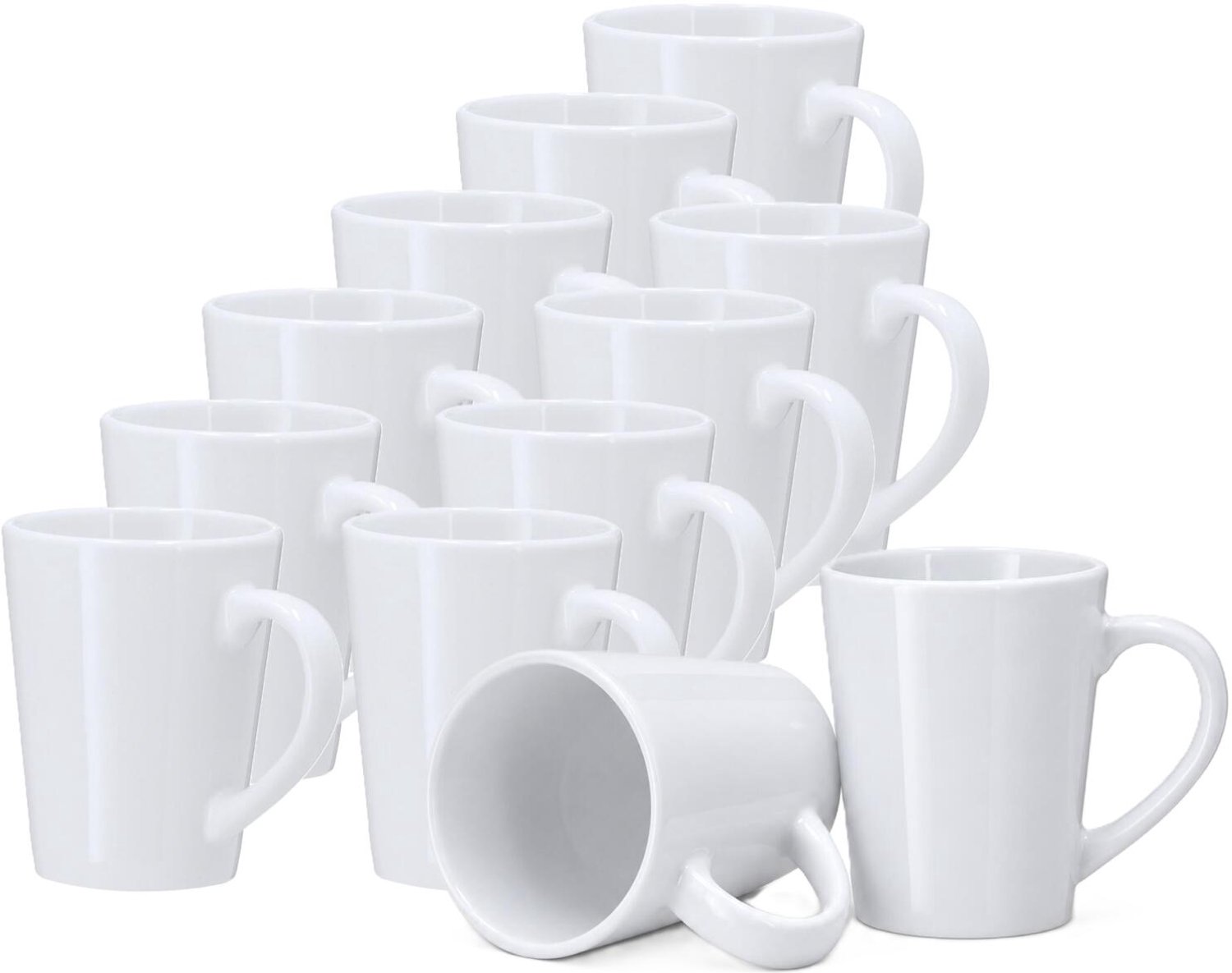 Bellatio Design Koffiekopjes Victoria - 12x stuks - ivoor wit - 230 ml - mokken - keramiek - senseo nespresso dolce gusto formaat