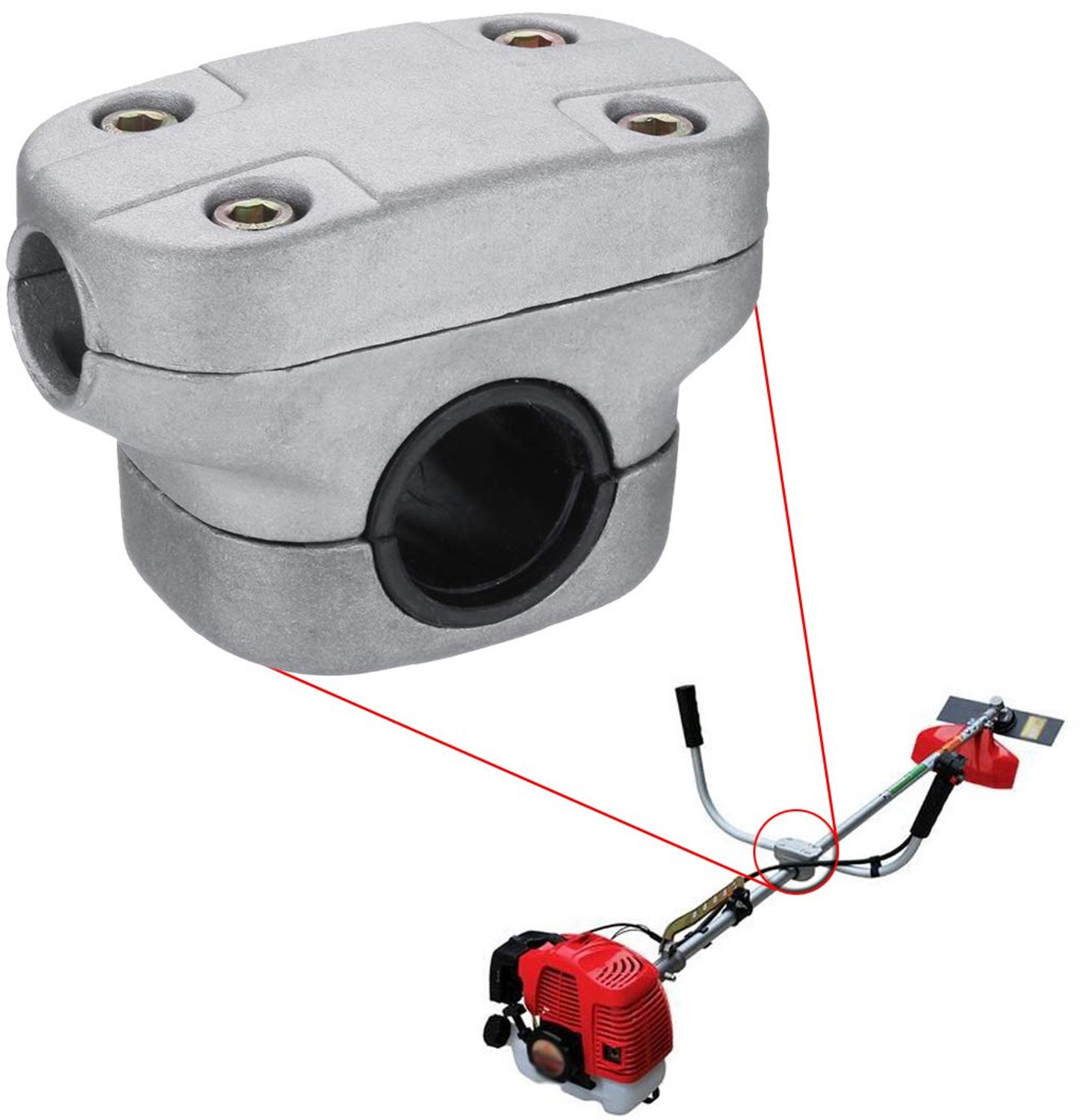 Handvat Houder Bevestig Beugel Klem - 26mm - Aluminiumlegering - Anti-roest - Geschikt voor Strimmer Trimmer Grasmaaier - 26mm