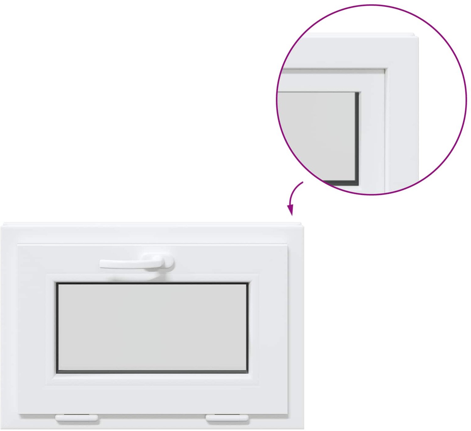 vidaXL - Kleur - binnenkant - kelderraam - Wit - RISOR - 65 - x - 45 - cm