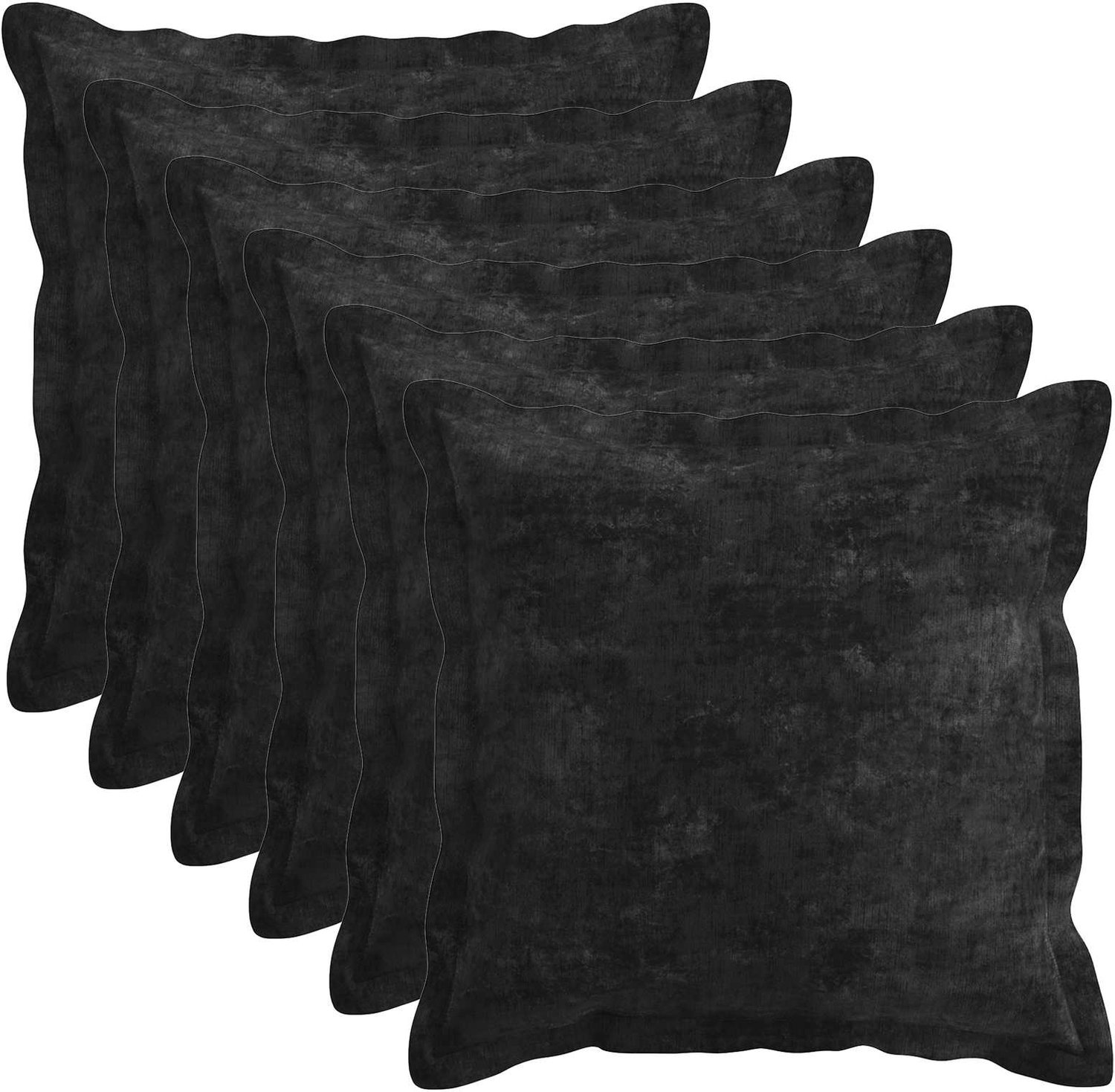 vidaXL Dekenkussen - 6 - st - HOUTEN - Antraciet - 50 - x - 50 - cm - Chenille - Stof