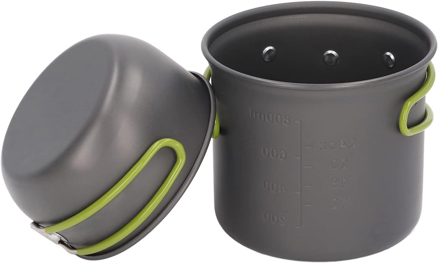Campingpan met inklapbare handgreep, gemaakt van duurzame aluminiumlegering.