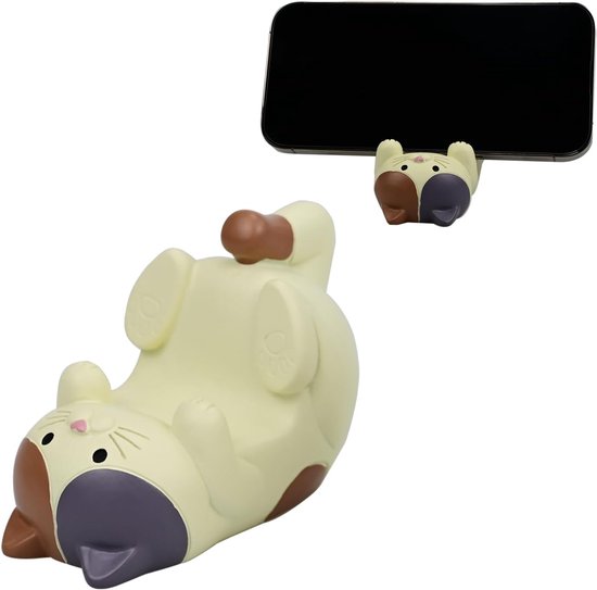 Kat-vormige telefoon stand dierlijke hars geschenken voor kat liefhebbers, thuis & kantoor mode accessoires (wit) — afbeelding 3