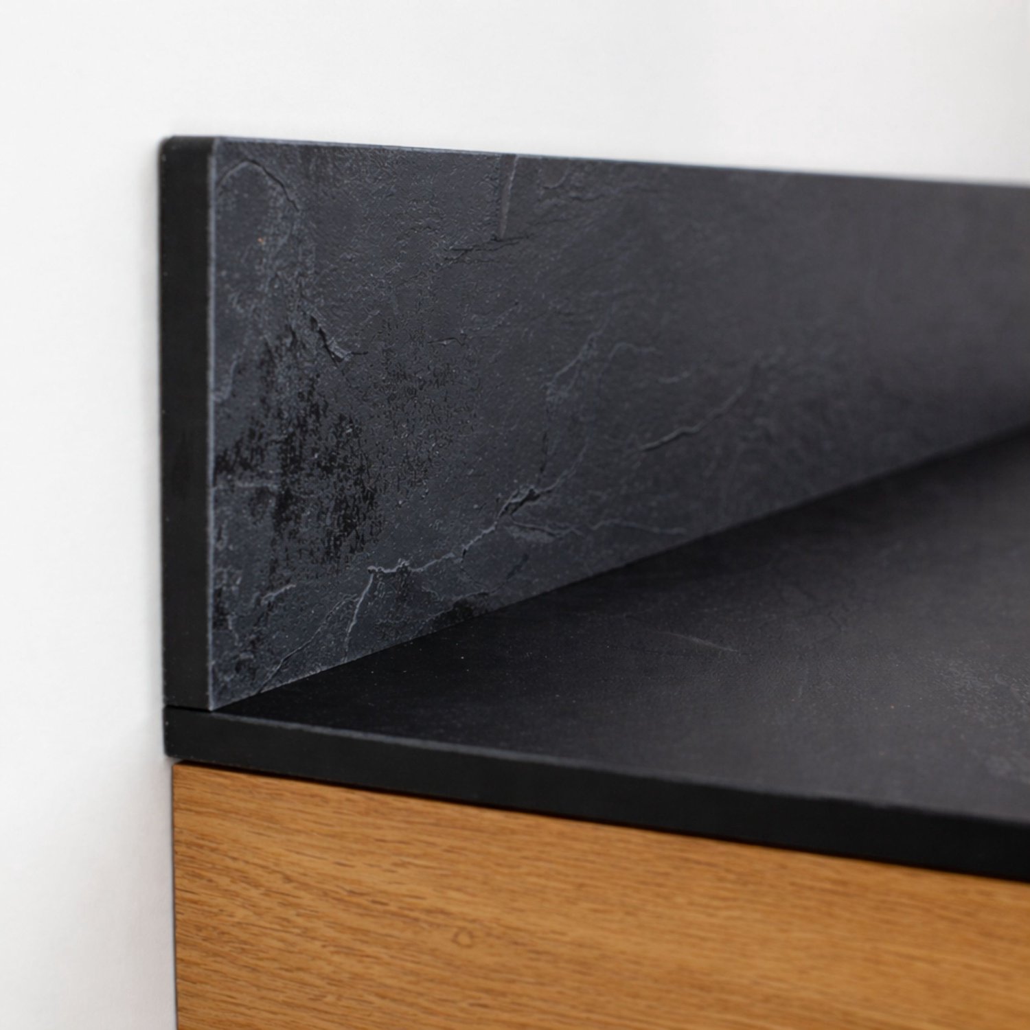 KOLM - HPL-wastafelblad - 91 x 50 cm - Zwart - Met spatwand van 12 cm