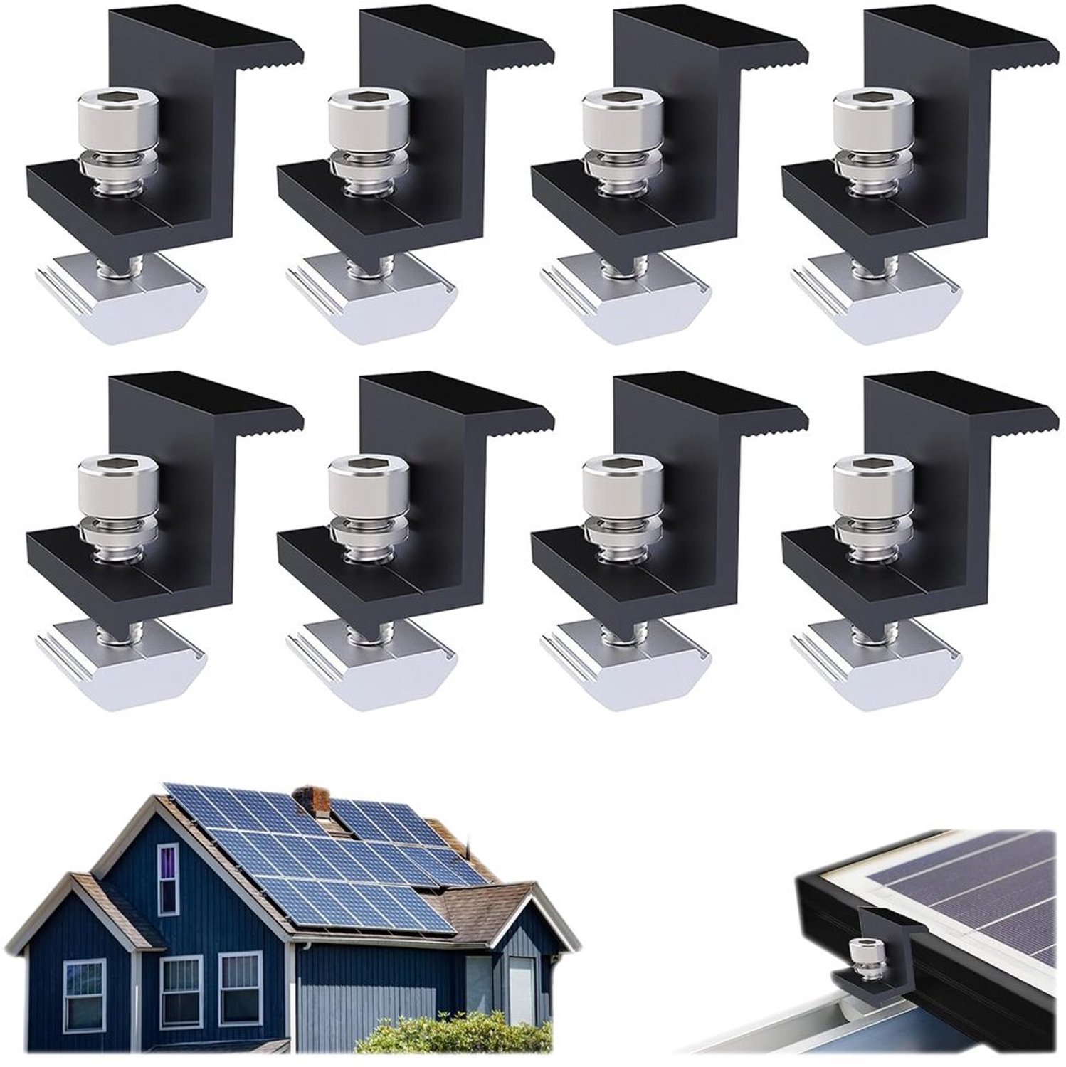 Set van 8 Zonnepaneel Houder Klemmen