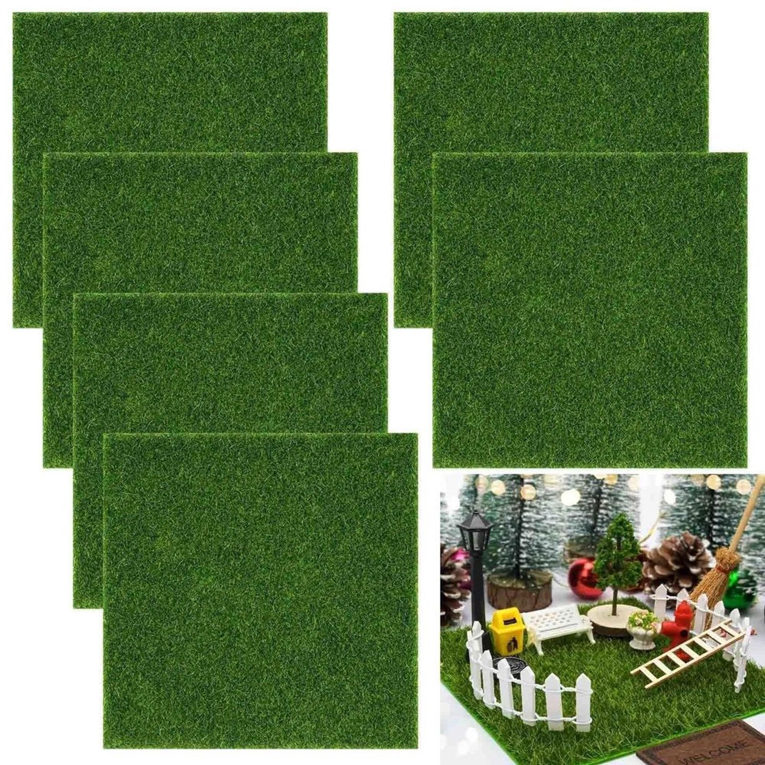 Set van 6 Mini Kunstgras Vilt voor Creatieve Projecten