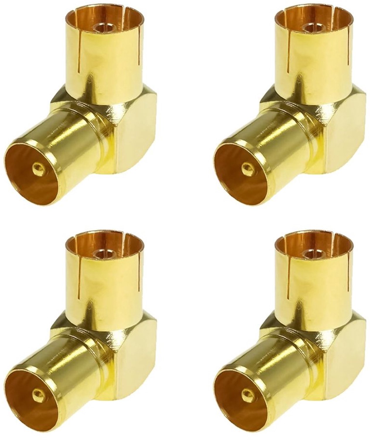 90° Coaxiale TV Antenne Adapter, Set van 4 Stuks