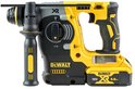 Zijaanzicht van de gele en zwarte DeWalt 18V XR boorhamer met 5Ah accu.