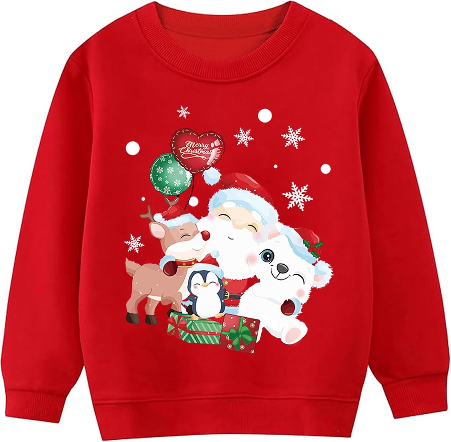 Kersttrui voor kinderen, langarm, katoen, 1-7 jaar