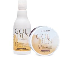 Golden Set: 300ml Shampoo + 300g Haarmasker voor thuiszorg na de behandeling - zonder parabenen, sulfaten en siliconen, met Kokosboter en Panthenol, Voor Optimale Hydratatie en Anti-Frizz, Geschikt voor Alle Haartypes