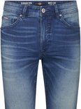 Blauwe Petrol Industries slim fit jeans met vintage wassing, 6 zakken en metalen knoopsluiting.