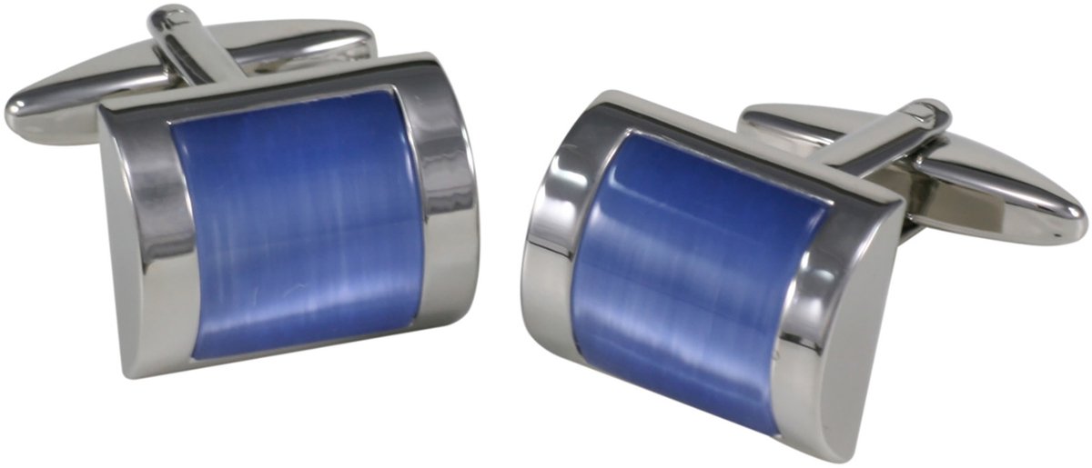 LINDENMANN heren manchetknopen cats-eye - zilverkleurig