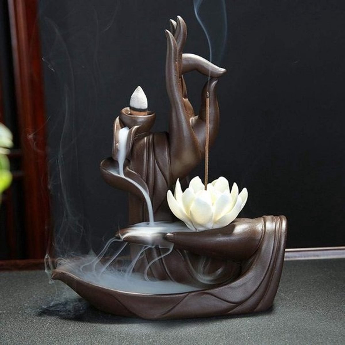 Handgemaakte Backflow Wierookbrander Lotus met 20 Wierook Kegels - Thuisdecoratie