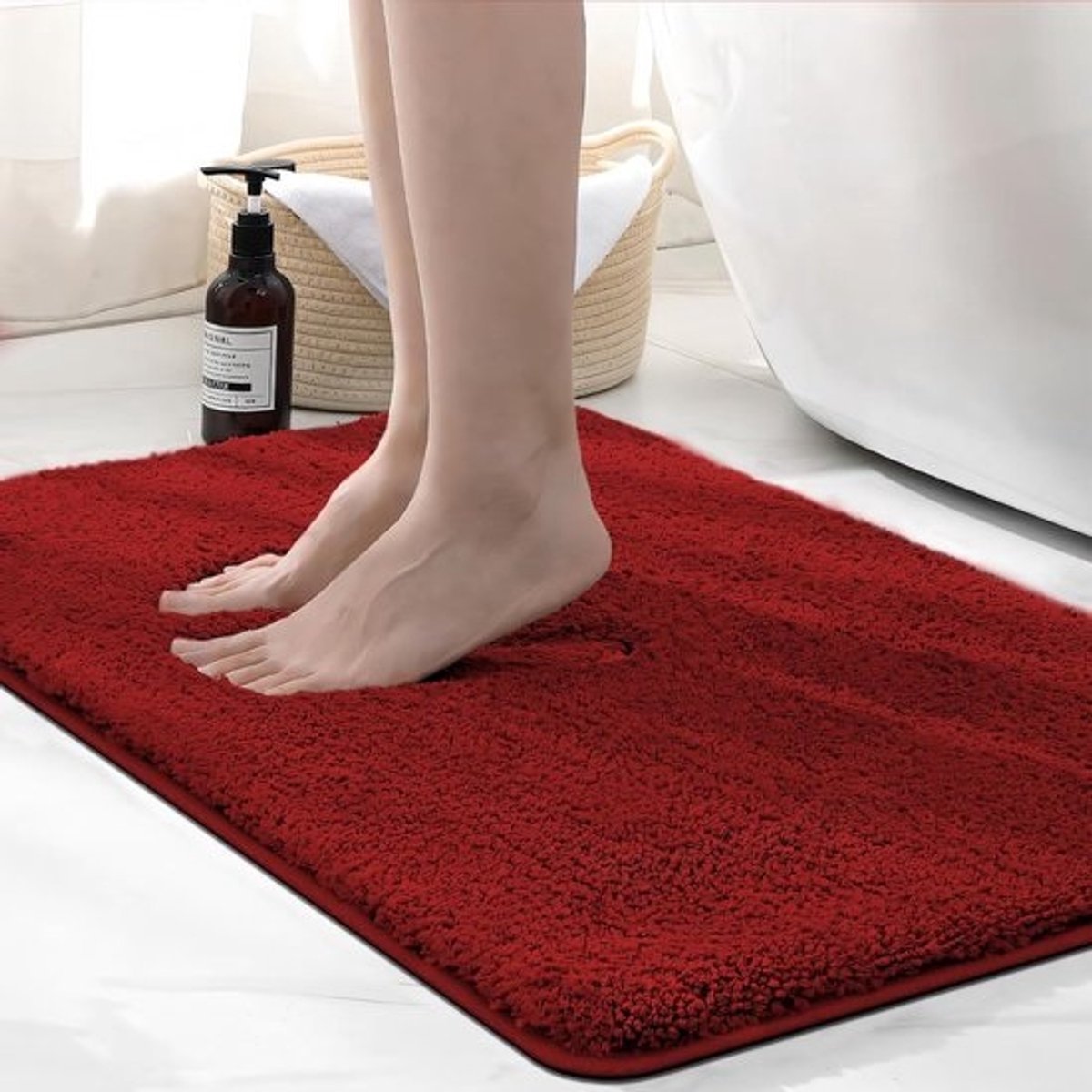 Superdikke Microvezel Badmat 50 x 80 cm - Rood, Absorberend en Pluizig