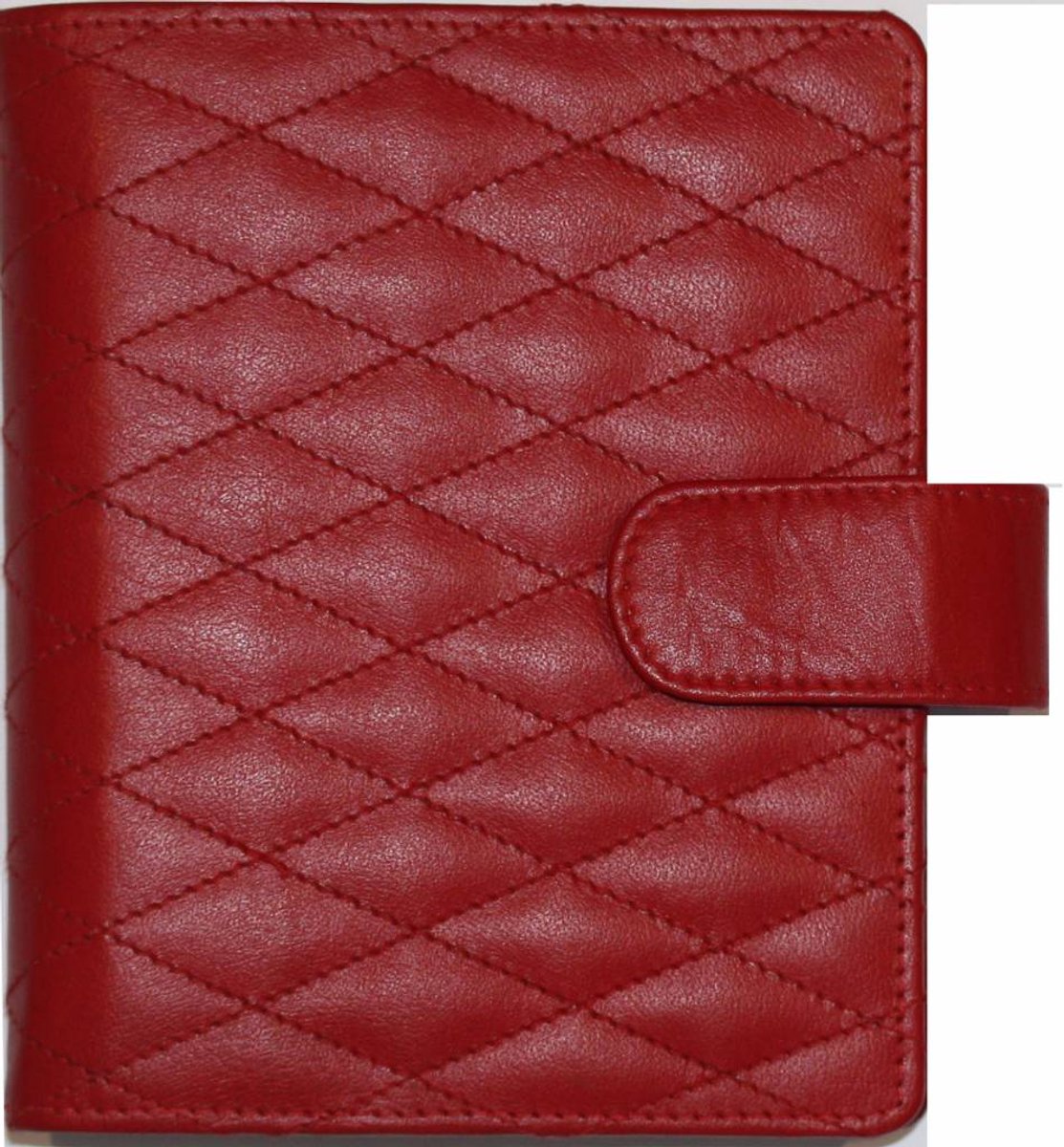 1311-Rg Pocket organizer – rood leer met ruitstiksel 1 week per 2 paginas 2026-2027-2028