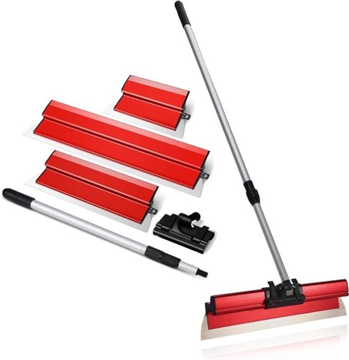 Set van RVS Schuimbladen 10.16 & 24 cm met Uittrekbare Handgreep - Plamuur- en Afwerkingstools