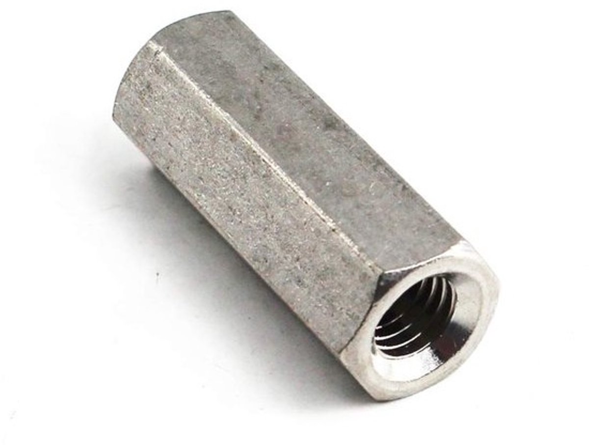 M6x10x30 Long Hex Coupling Nut 304 Stainless Steel Round Rod Coupling Nut (Pack of 20) - ShopVlot