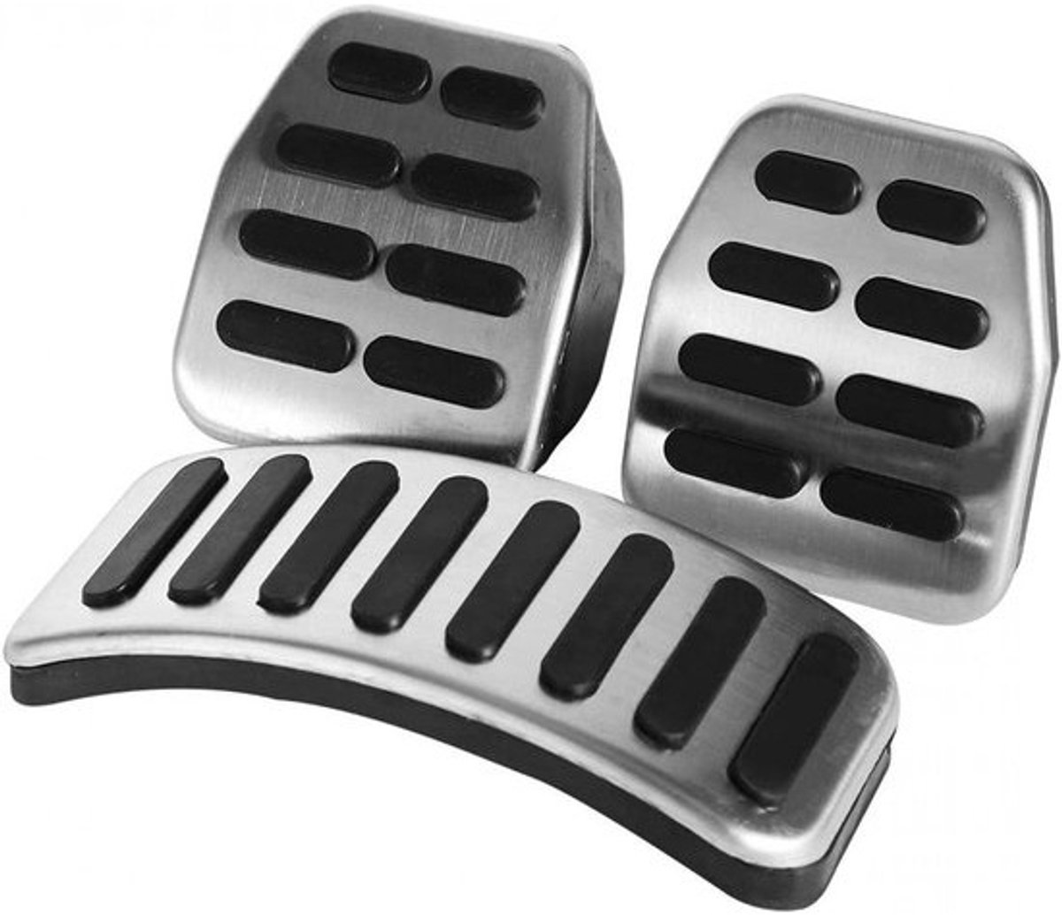 D Car Pedal Covers - 3 metalen pedalen - Slip-on - RVS en rubber - Zwart