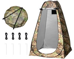 Douchetent - Buitentent - Kampeertent - Privacytent - Snel op te zetten tent - Omkleedtent - Warm en dik - Polyesterstof - Geschikt voor kamperen, strand en vissen - 150 x 150 x 190 cm - Camouflage