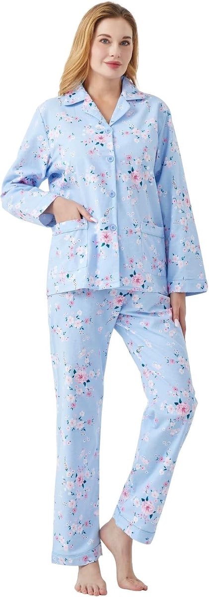 katoenen flanellen pyjama voor vrouwen 100% katoen flanel pyjama set zachte PJS gezellige dames loungewear