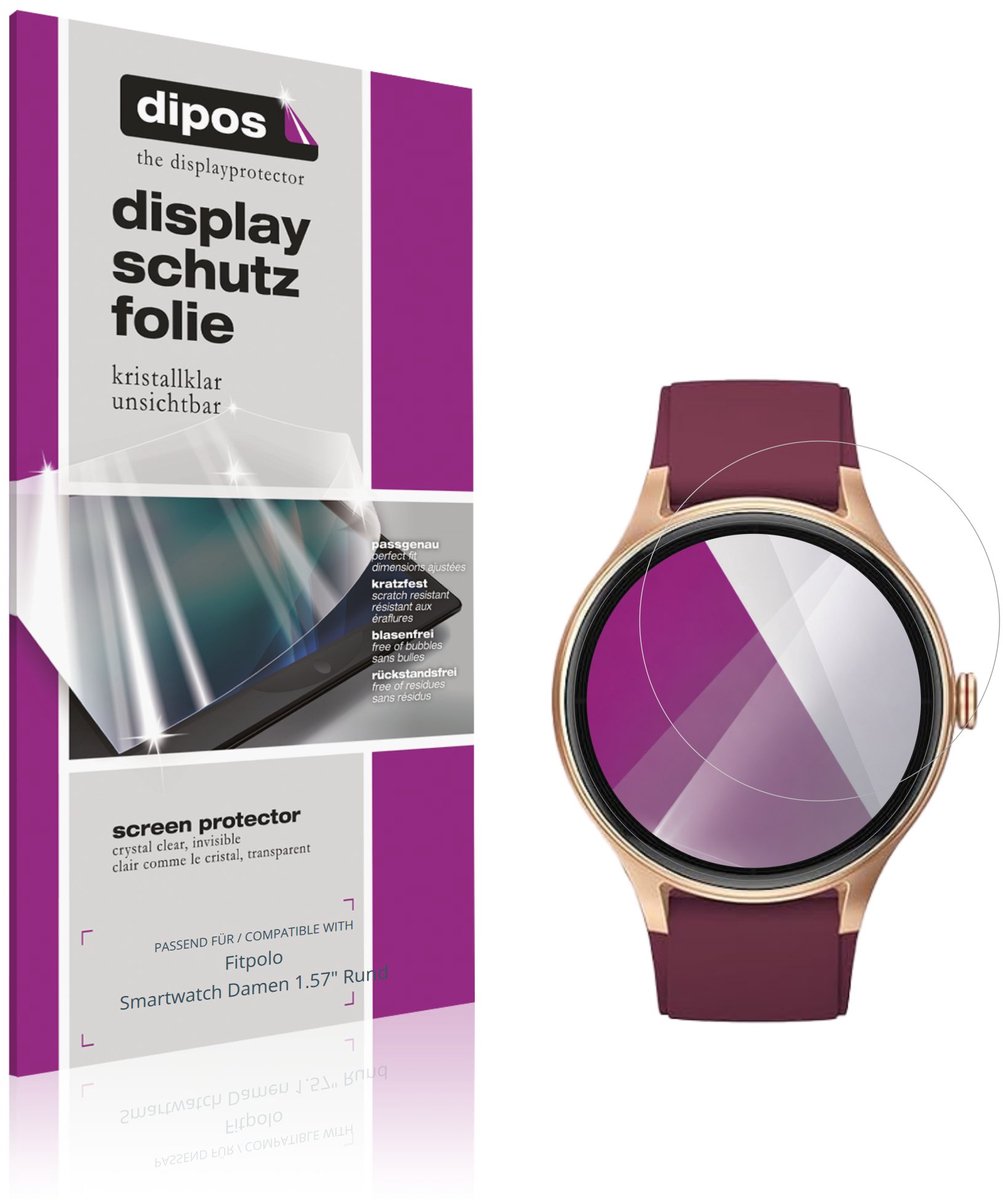 dipos – 6x Beschermfolie geschikt voor Fitpolo Smartwatch Damen 1.57" Rund | Krasbestendige & heldere Screenprotector Ultra-Thin